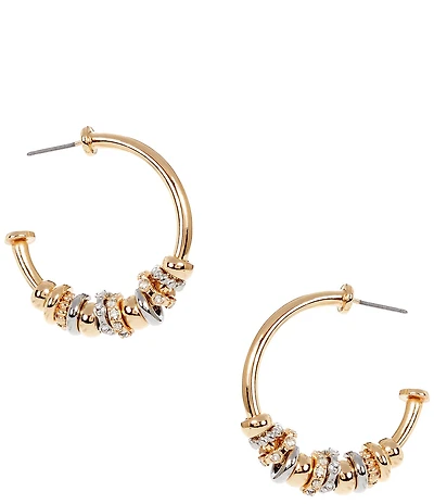 Anna & Ava Rondelle Two Tone Charm Hoop Earrings