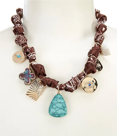 Anna & Ava Scarf Statement Charm Necklace