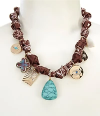 Anna & Ava Scarf Statement Charm Necklace
