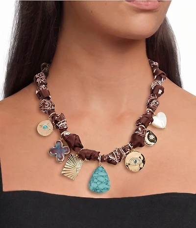 Anna & Ava Scarf Statement Charm Necklace