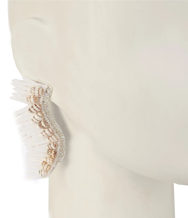 Anna & Ava Sequin & Shell Fan Statement Drop Earrings