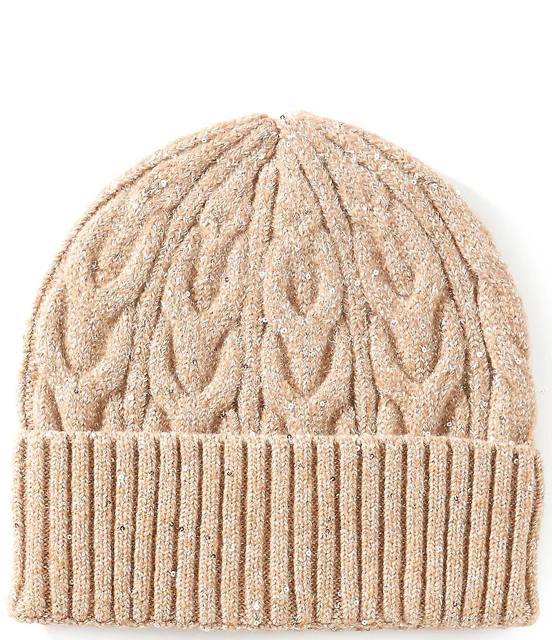 Anna & Ava Sequin Cable Knit Beanie
