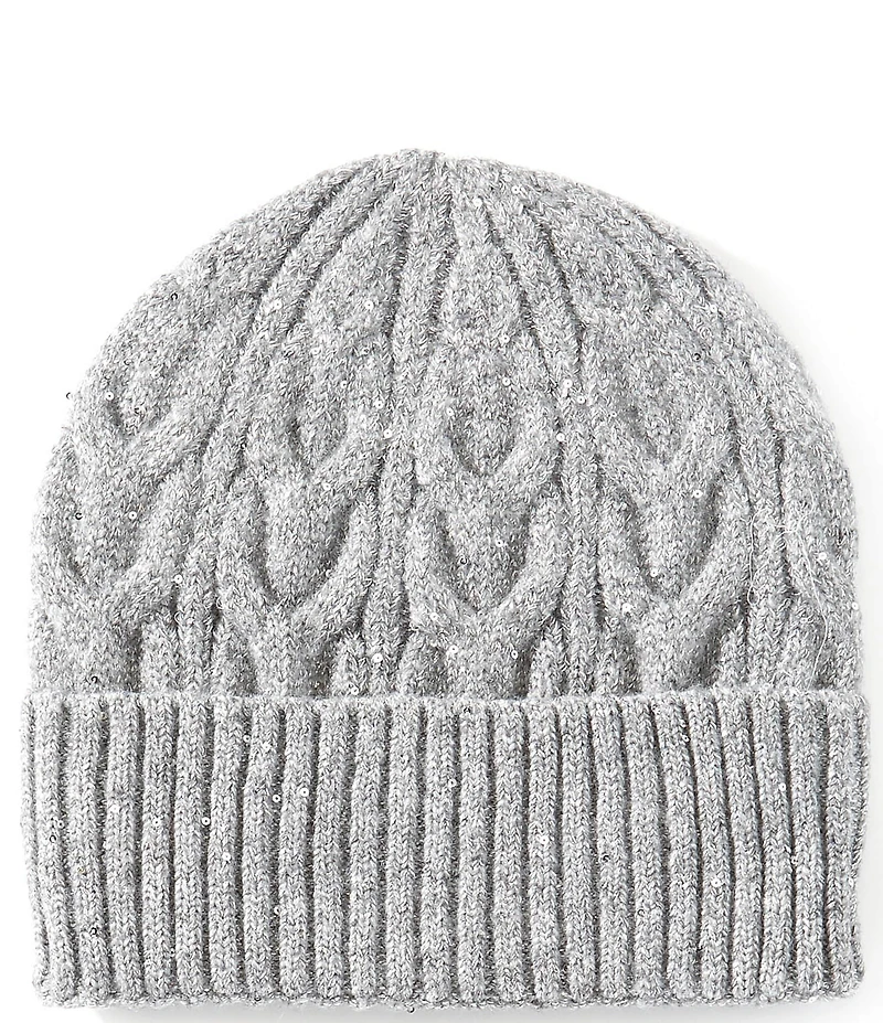 Anna & Ava Sequin Cable Knit Beanie