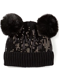 Anna & Ava Sequin Double Pom Beanie