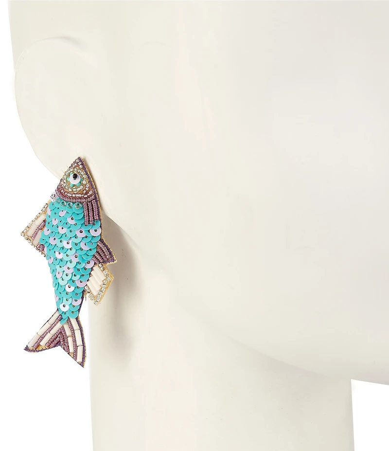 Anna & Ava Sequin Fish Statement Drop Earrings