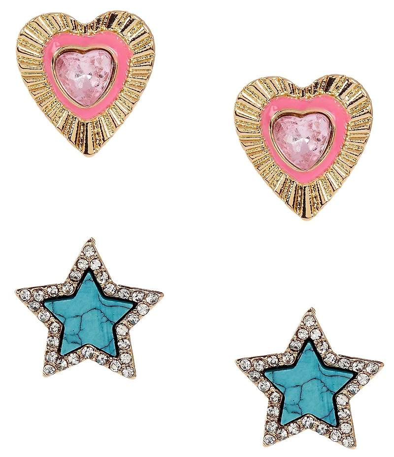 Anna & Ava Star And Heart Stud Earring Set