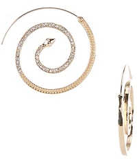 Anna & Ava Swirl Snake Crystal Pave Threader Hoop Earrings