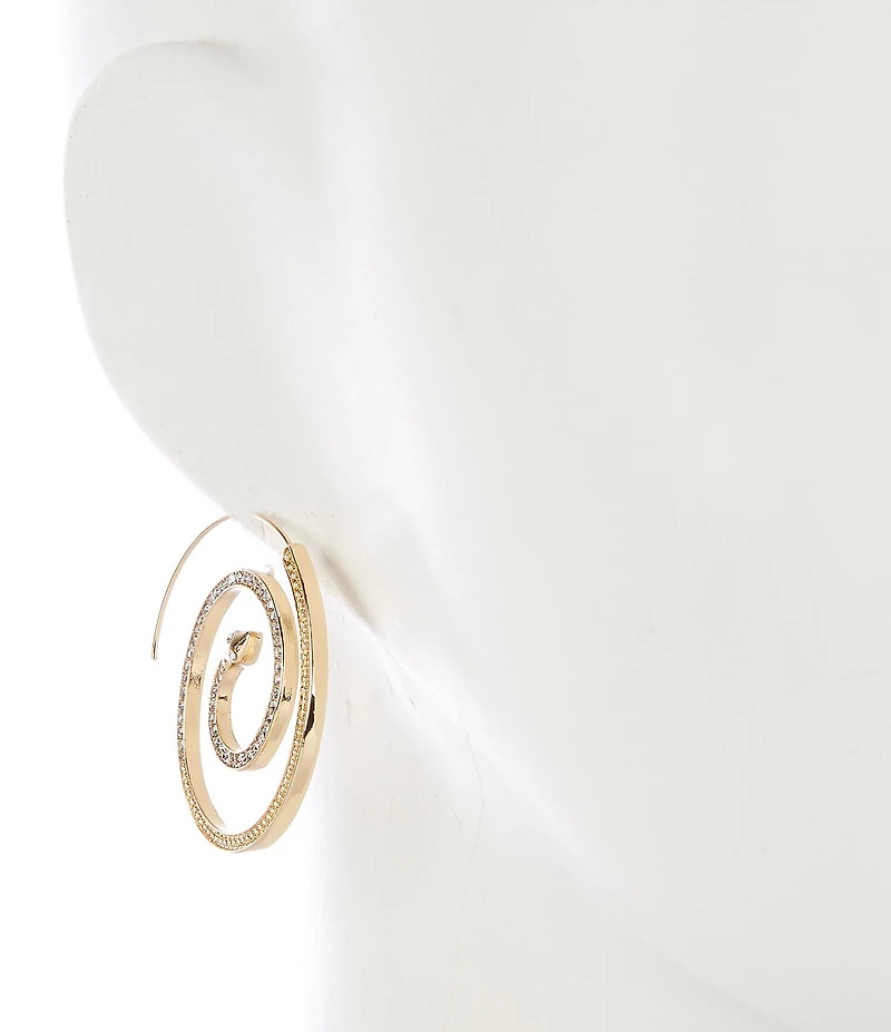 Anna & Ava Swirl Snake Crystal Pave Threader Hoop Earrings