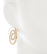 Anna & Ava Swirl Snake Crystal Pave Threader Hoop Earrings