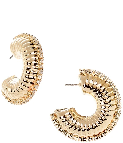 Anna & Ava Textured Hoop Earrings with Stones
