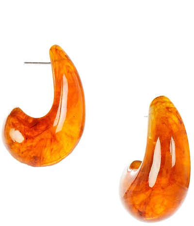 Anna & Ava Tortoise Chunky Resin Organic Hoop Earrings
