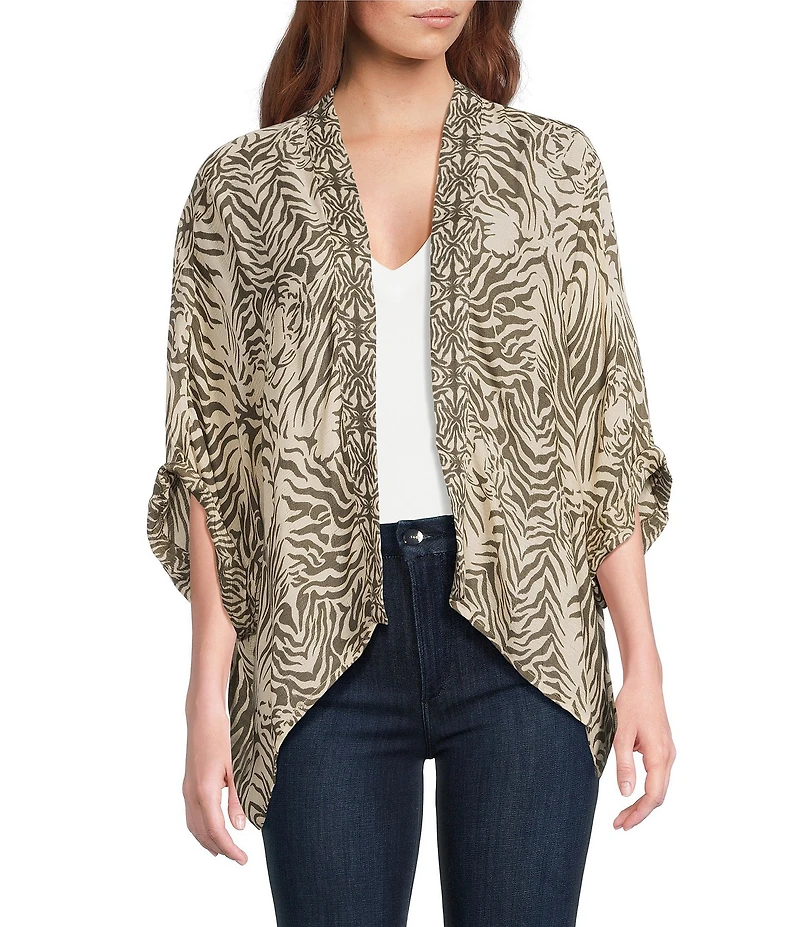 Anna & Ava Tiger Print Cropped Kimono