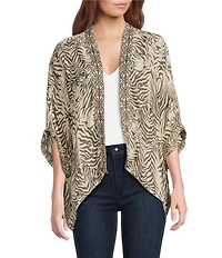 Anna & Ava Tiger Print Cropped Kimono
