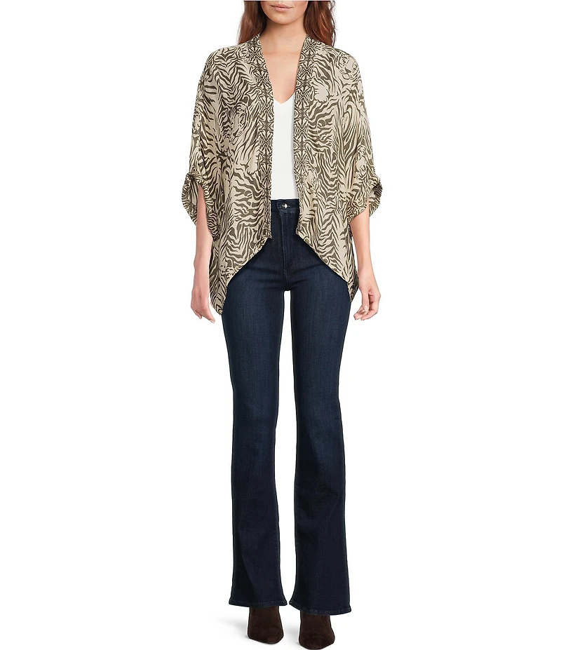 Anna & Ava Tiger Print Cropped Kimono