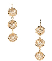 Anna & Ava Triple Pearl in Cage Linear Earrings