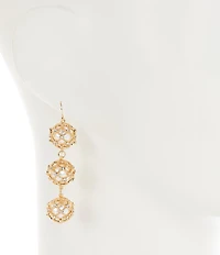 Anna & Ava Triple Pearl in Cage Linear Earrings
