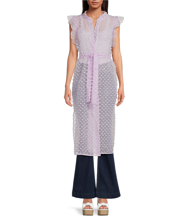 Anna & Ava Tufted Swiss Dot Tie Front Tunic