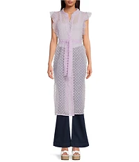 Anna & Ava Tufted Swiss Dot Tie Front Tunic