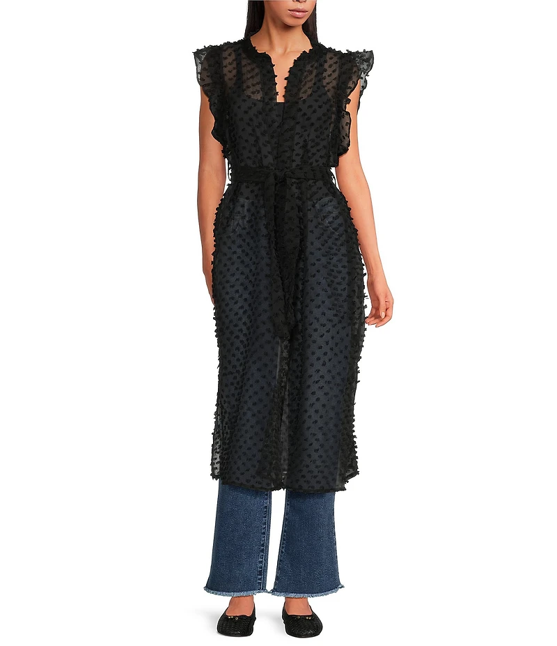 Anna & Ava Tufted Swiss Dot Tie Front Tunic