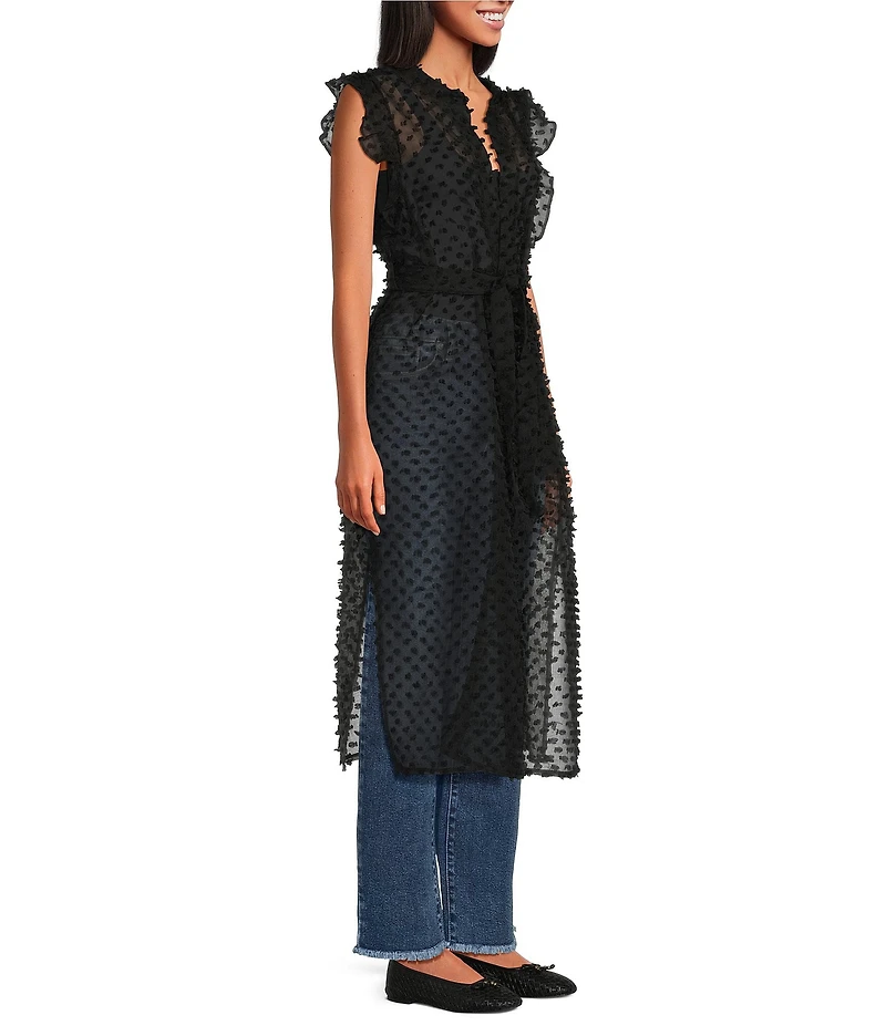 Anna & Ava Tufted Swiss Dot Tie Front Tunic