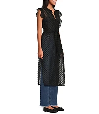 Anna & Ava Tufted Swiss Dot Tie Front Tunic
