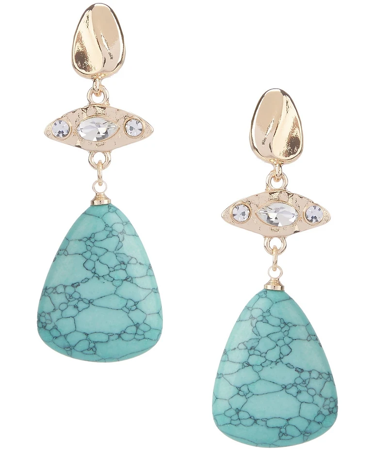 Anna & Ava Turquoise Stone and Pave Drop Earrings