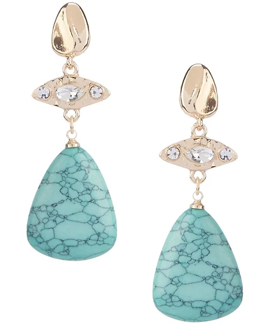 Anna & Ava Turquoise Stone and Pave Drop Earrings