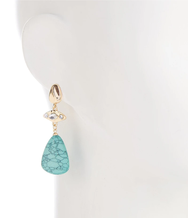 Anna & Ava Turquoise Stone and Pave Drop Earrings