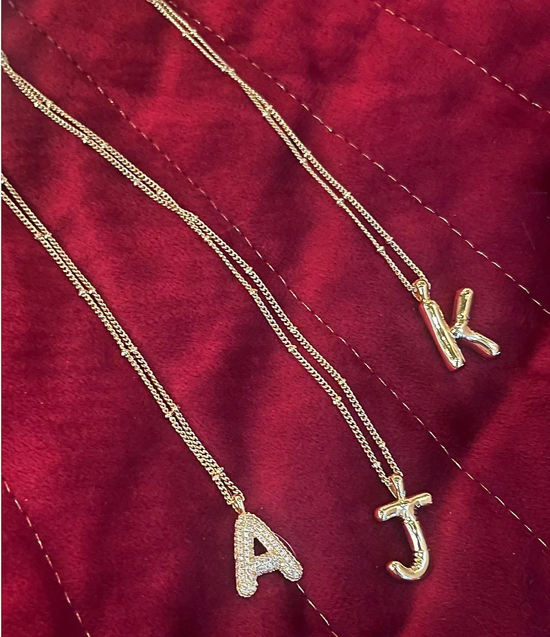 Anna & Ava Waterproof Bubble Initial Letter Short Pendant Necklace