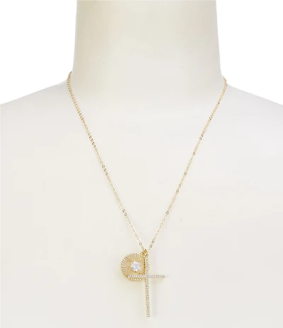 Anna & Ava Waterproof Cross and Disc Short Pendant Necklace