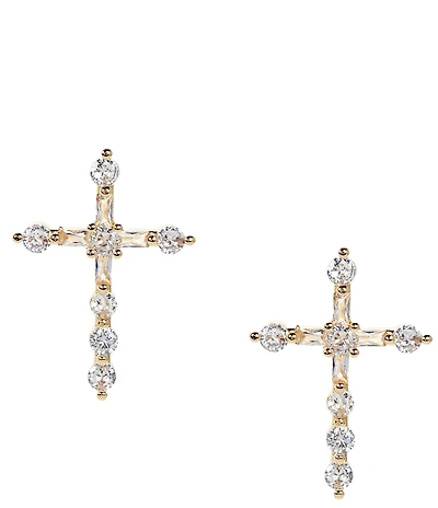 Anna & Ava Waterproof Cubic Zirconia Stone Cross Drop Earrings