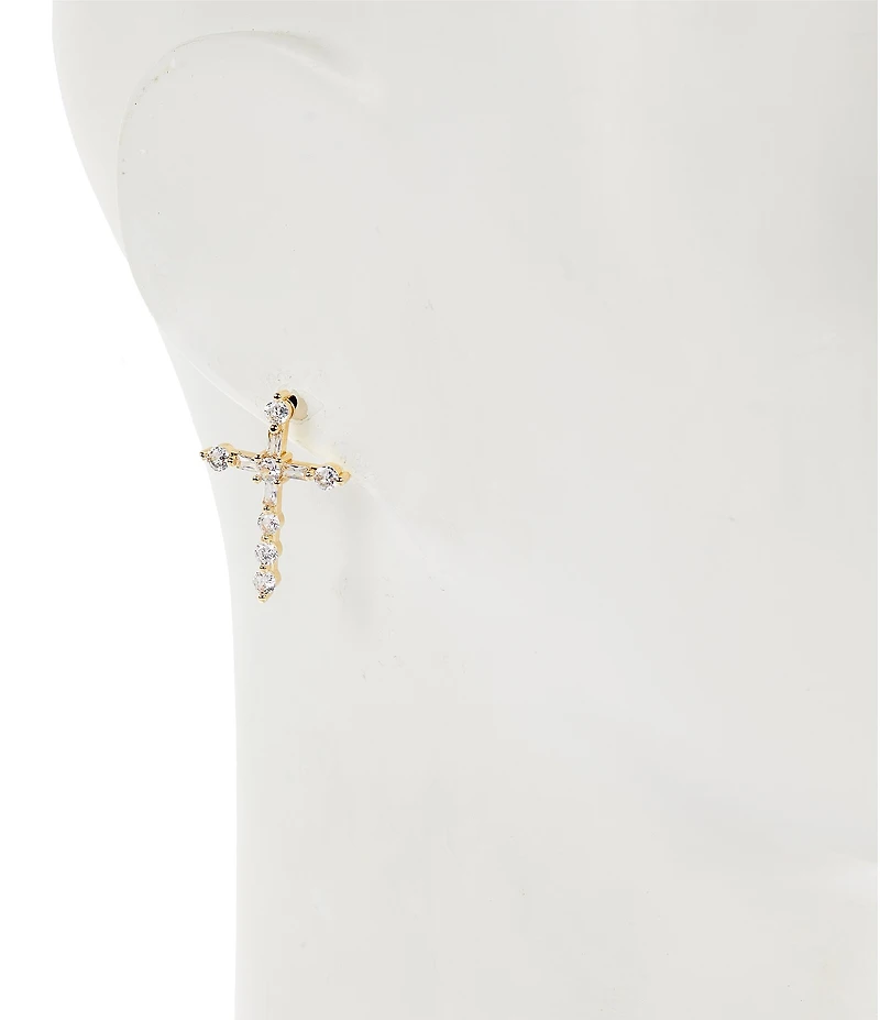 Anna & Ava Waterproof Cubic Zirconia Stone Cross Drop Earrings