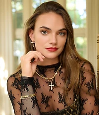 Anna & Ava Waterproof Cubic Zirconia Stone Cross Drop Earrings