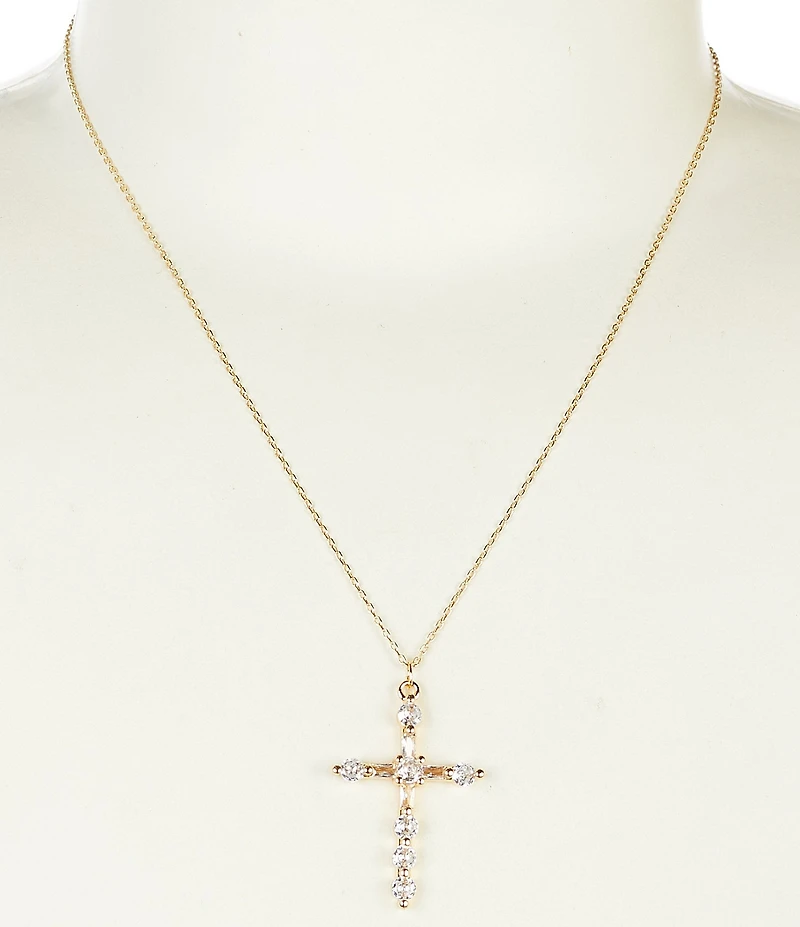 Anna & Ava Waterproof Cubic Zirconia Stone Cross Short Pendant Necklace