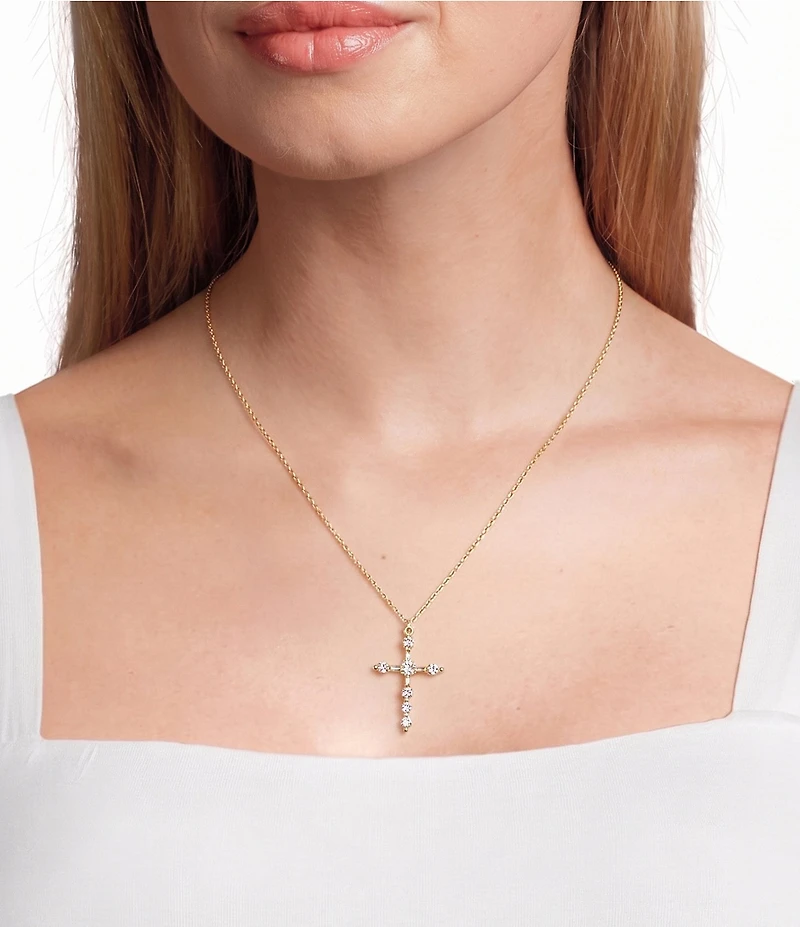 Anna & Ava Waterproof Cubic Zirconia Stone Cross Short Pendant Necklace
