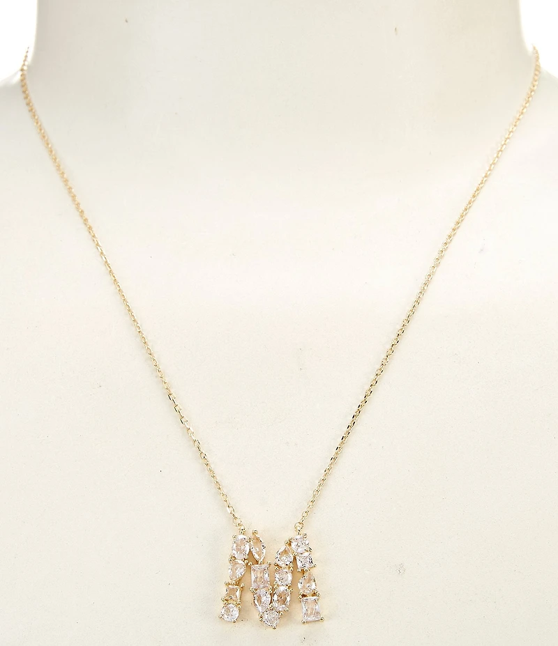 Anna & Ava Waterproof Cubic Zirconia Stone Initial Short Pendant Necklace