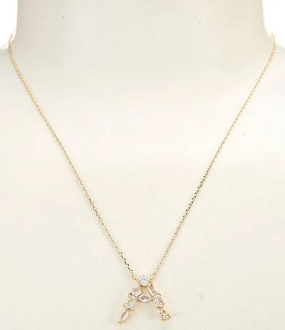 Anna & Ava Waterproof Cubic Zirconia Stone Initial Short Pendant Necklace
