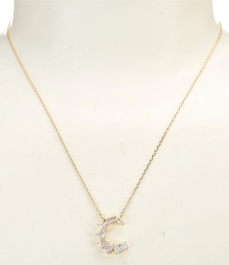 Anna & Ava Waterproof Cubic Zirconia Stone Initial Short Pendant Necklace