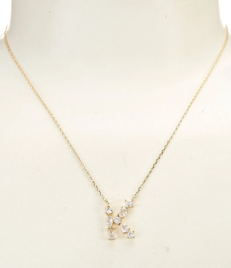 Anna & Ava Waterproof Cubic Zirconia Stone Initial Short Pendant Necklace