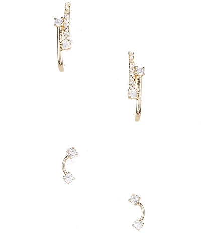 Anna & Ava Waterproof Cubic Zirconia Stones Double Hoop Earrings