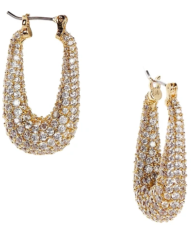 Anna & Ava Waterproof Cubic Zirconia Stones Thick Hoop Puffy Earrings