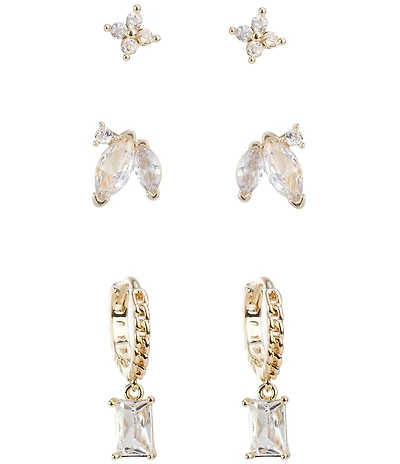 Anna & Ava Waterproof Cubic Zirconia Trio Earring Set