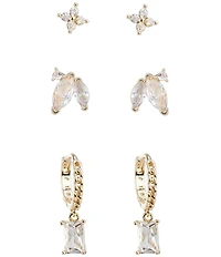 Anna & Ava Waterproof Cubic Zirconia Trio Earring Set