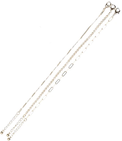 Anna & Ava Waterproof Delicate Rhinestone and Chain Line Bracelet Set