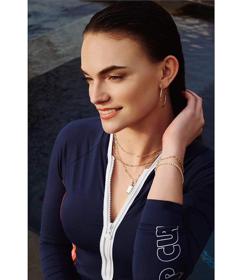 Anna & Ava Waterproof Delicate Rhinestone and Chain Line Bracelet Set