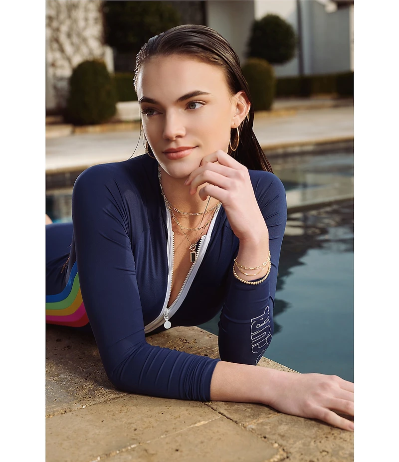 Anna & Ava Waterproof Delicate Rhinestone and Chain Line Bracelet Set