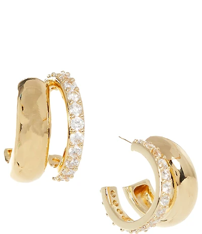 Anna & Ava Waterproof Double Hoop Cubic Zirconia Stones Earrings