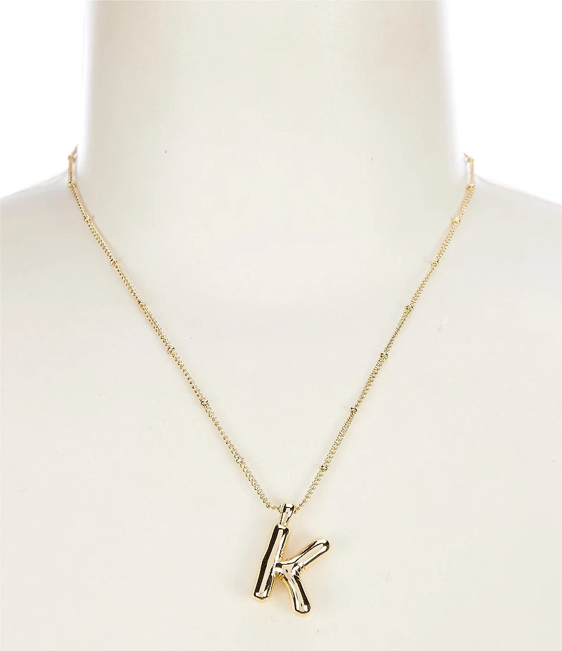 Anna & Ava Waterproof Gold Bubble Initial Letter Short Pendant Necklace