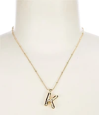 Anna & Ava Waterproof Gold Bubble Initial Letter Short Pendant Necklace