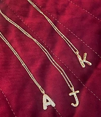 Anna & Ava Waterproof Gold Bubble Initial Letter Short Pendant Necklace